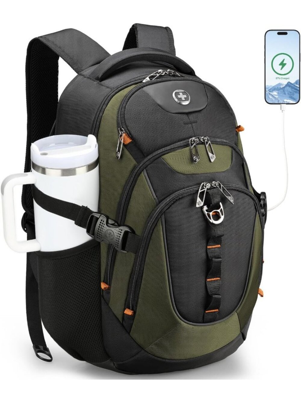 Stylish Travel Backpack for Men with USB Charging Port & Multiple Compartments